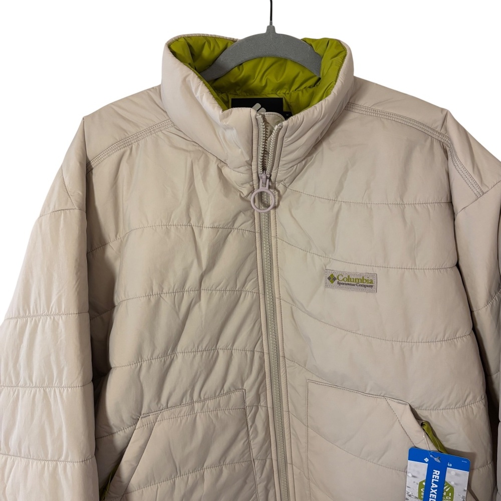 NWT Columbia Heritage Wallowa Insulated Cropped Puffer Jacket Large Beige Green - Picture 3 of 16